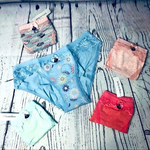 La Vie En Rose 5 pack Lacey Bikini Underwear - Picture 1 of 10